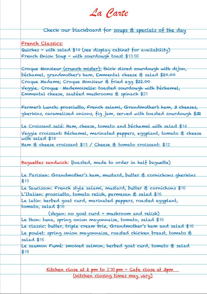 French Classics, Sandwiches & Baguettes