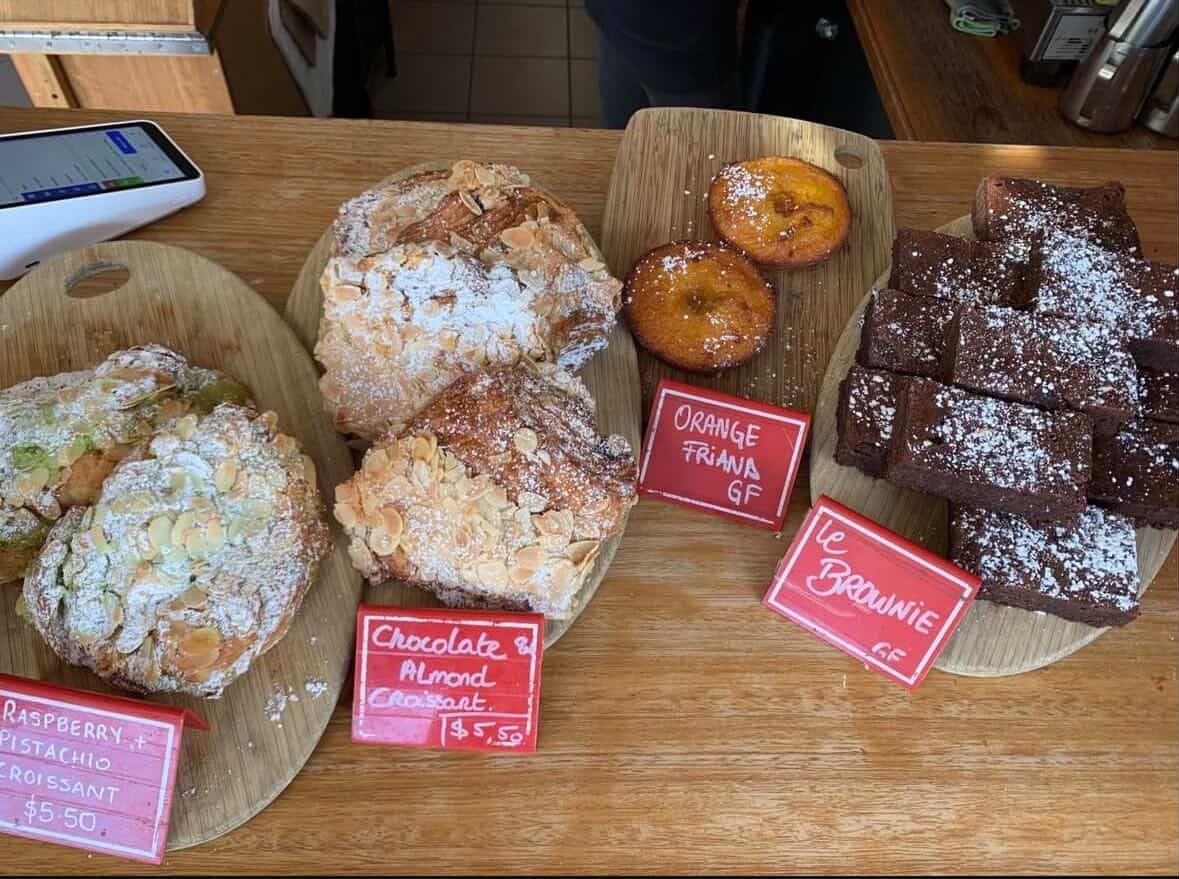 Hand-labelled pastry display